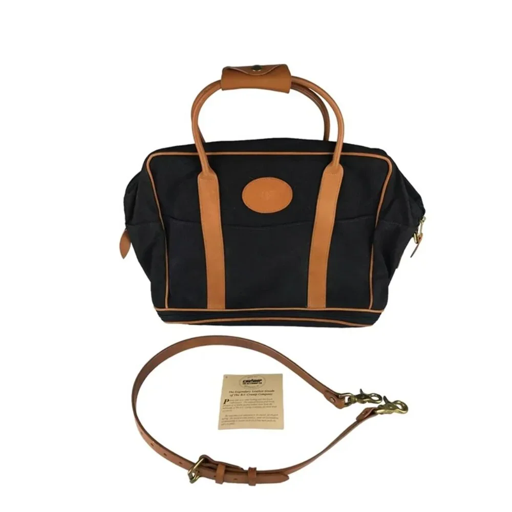 Crump Unisex Adults Navy Blue Brown Inner‎ Pocket Top Handle Satchel Bag Size L